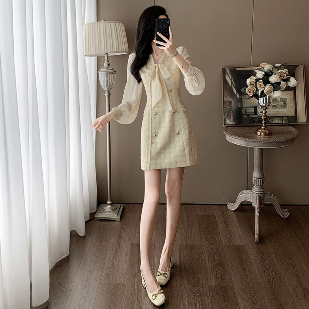 Temperament niche Pseudo-two dress for women