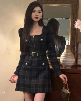 France style autumn dress long sleeve T-back