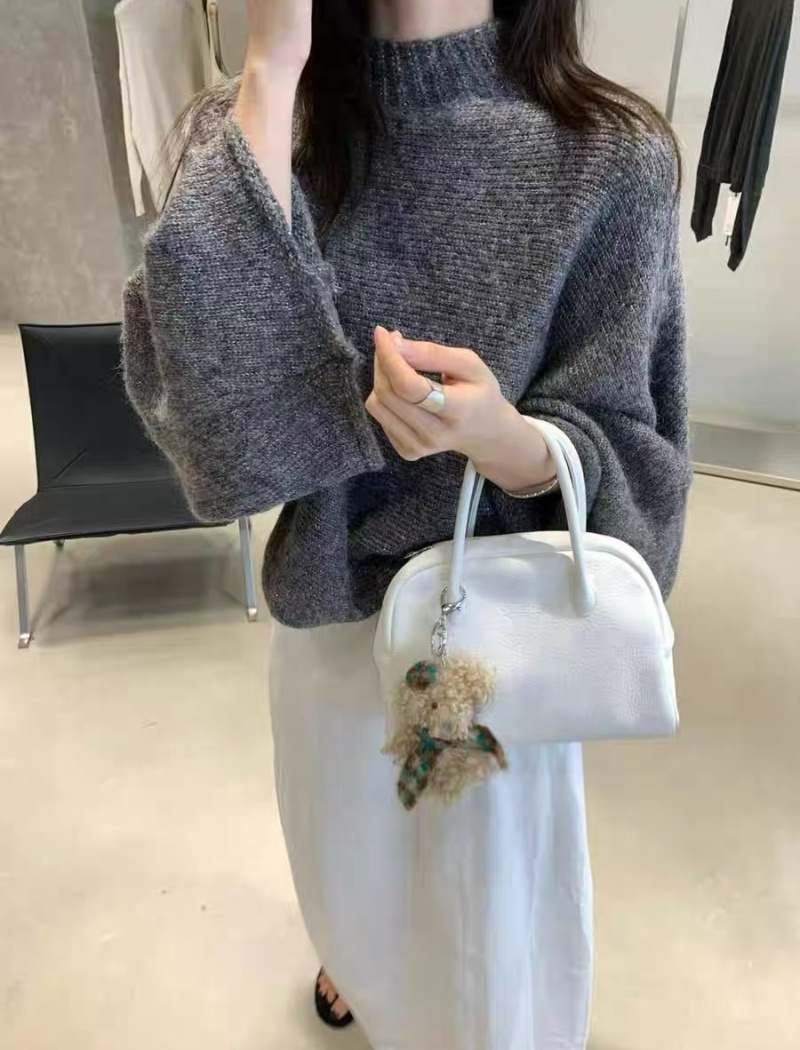 Lazy half high collar cloak bat sleeve sweater for women