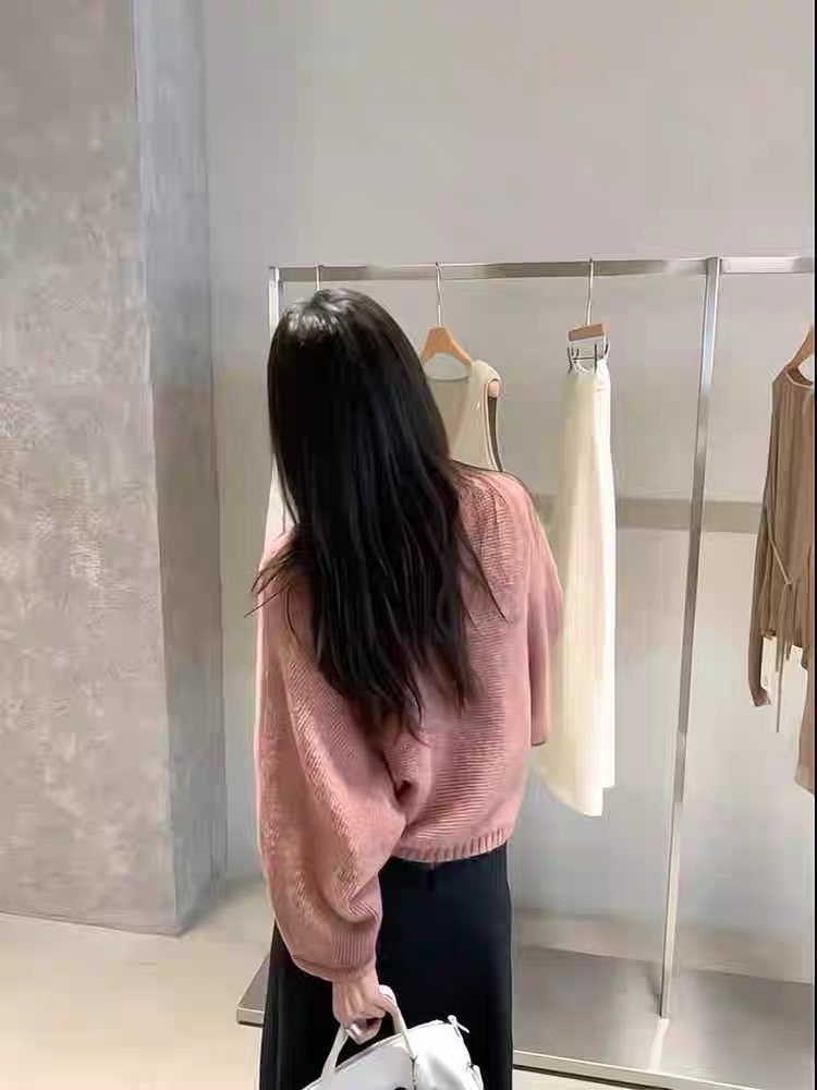 Lazy half high collar cloak bat sleeve sweater for women