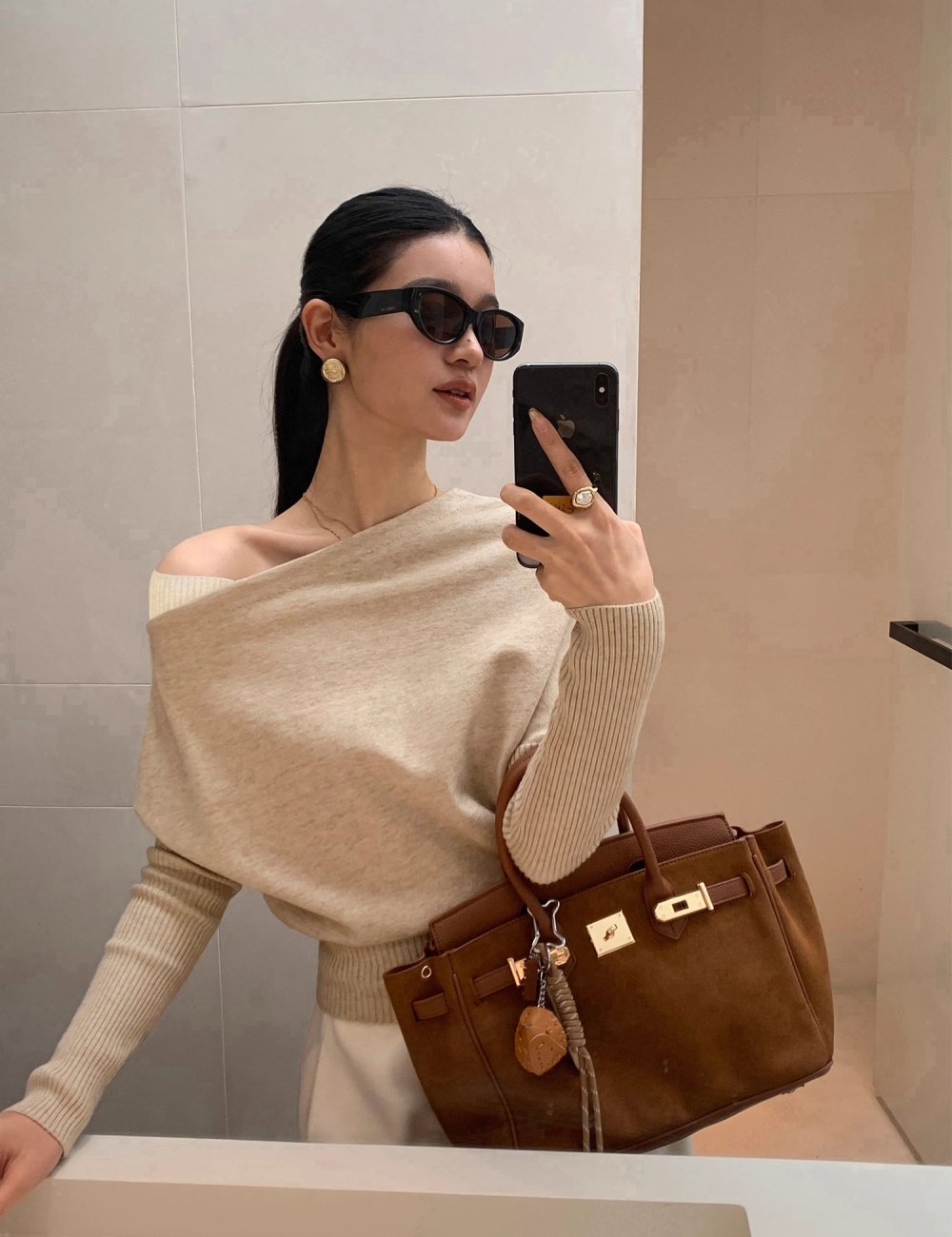 Mixed colors tender sweater splice tops for women