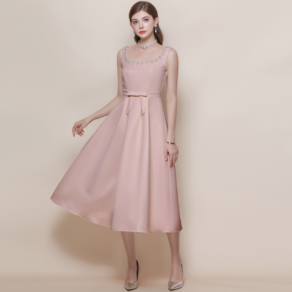 Sling pinched waist temperament France style dress