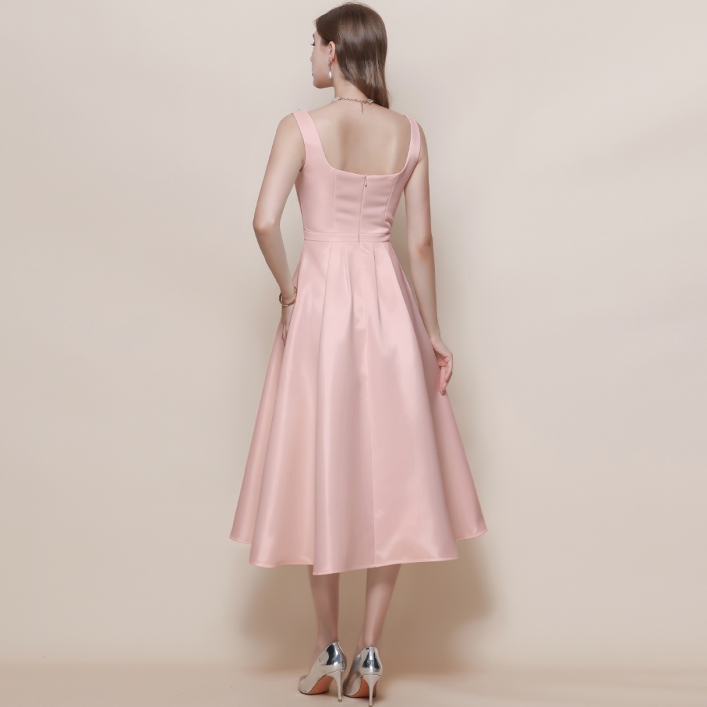 Sling pinched waist temperament France style dress