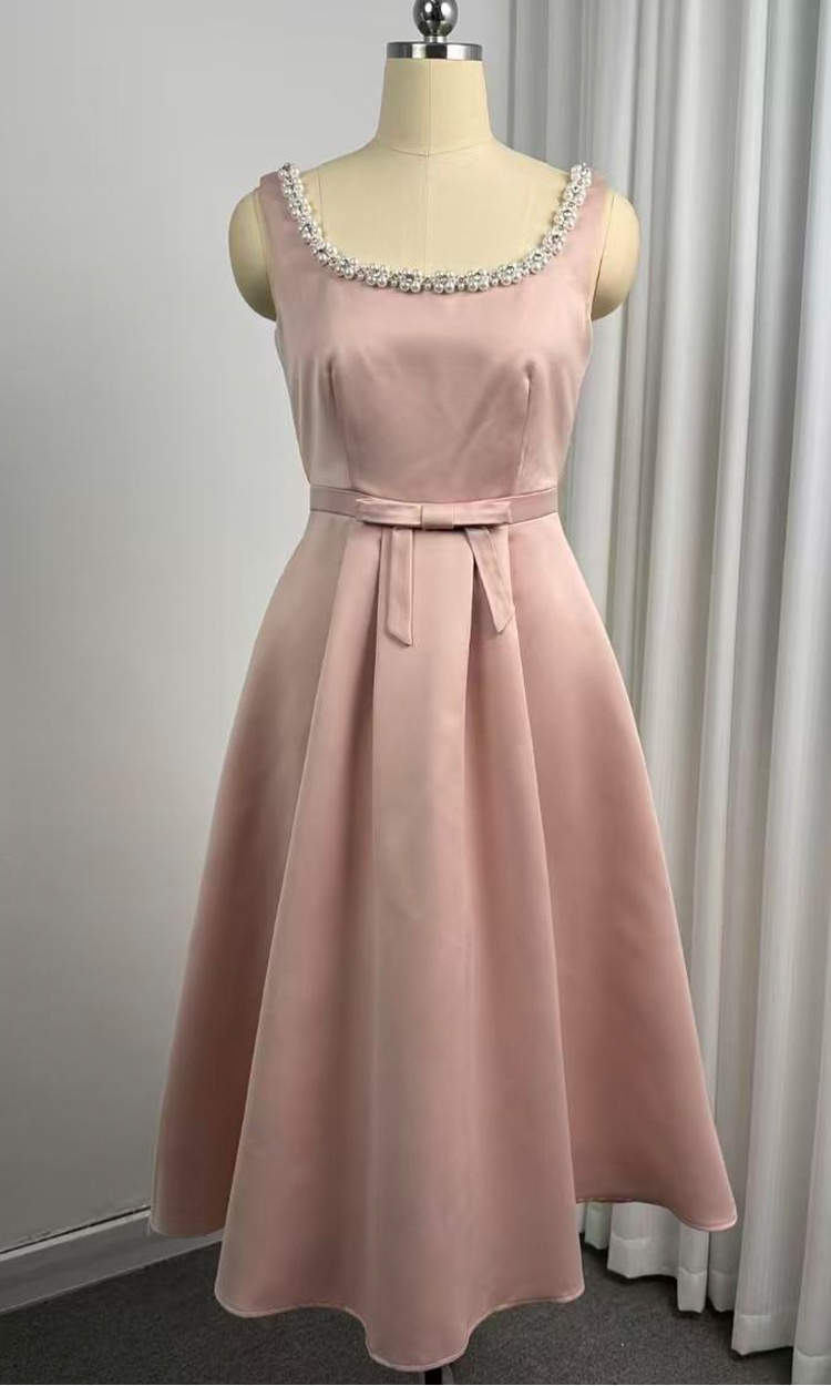 Sling pinched waist temperament France style dress