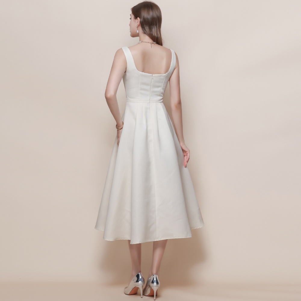 Sling France style elegant temperament pinched waist dress
