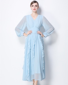 Elegant light luxury France style pure dress