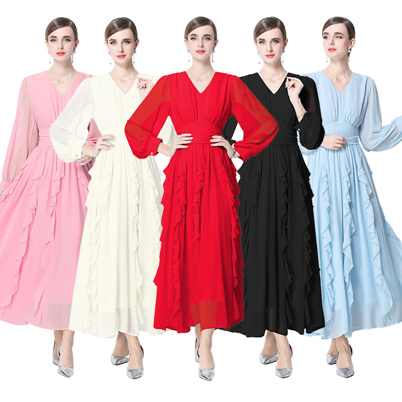 Elegant light luxury France style pure dress