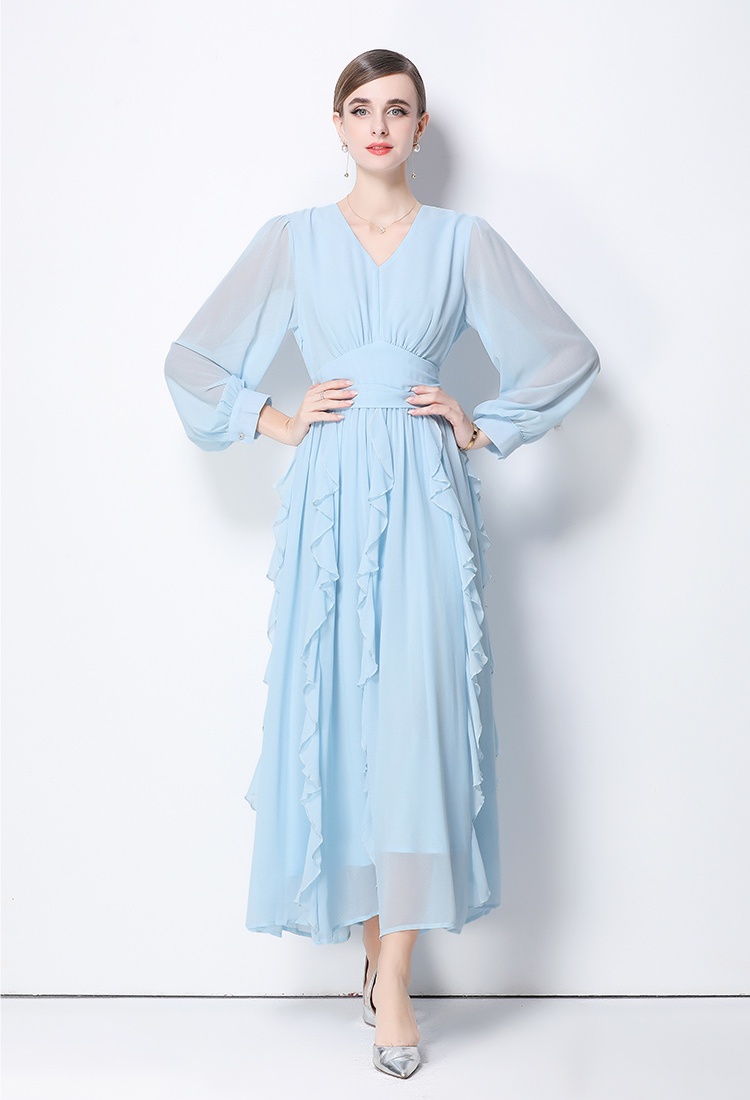 Elegant light luxury France style pure dress