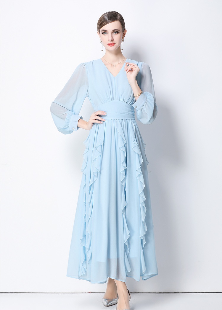 Elegant light luxury France style pure dress