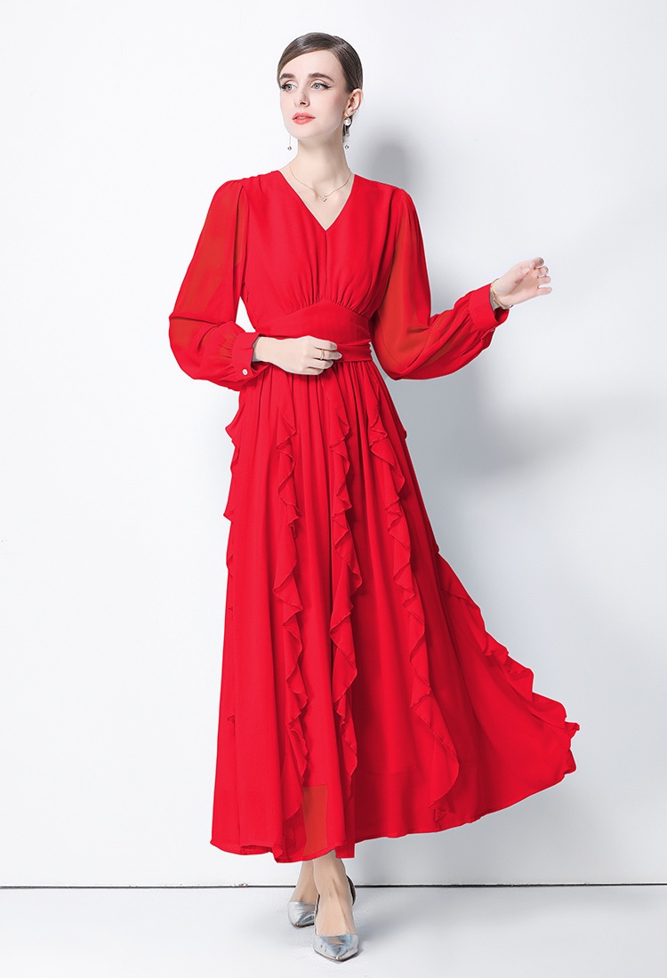 Elegant light luxury France style pure dress