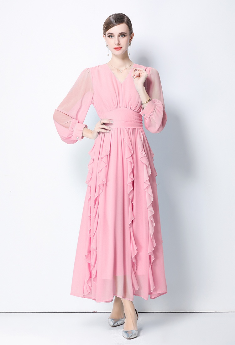 Elegant light luxury France style pure dress