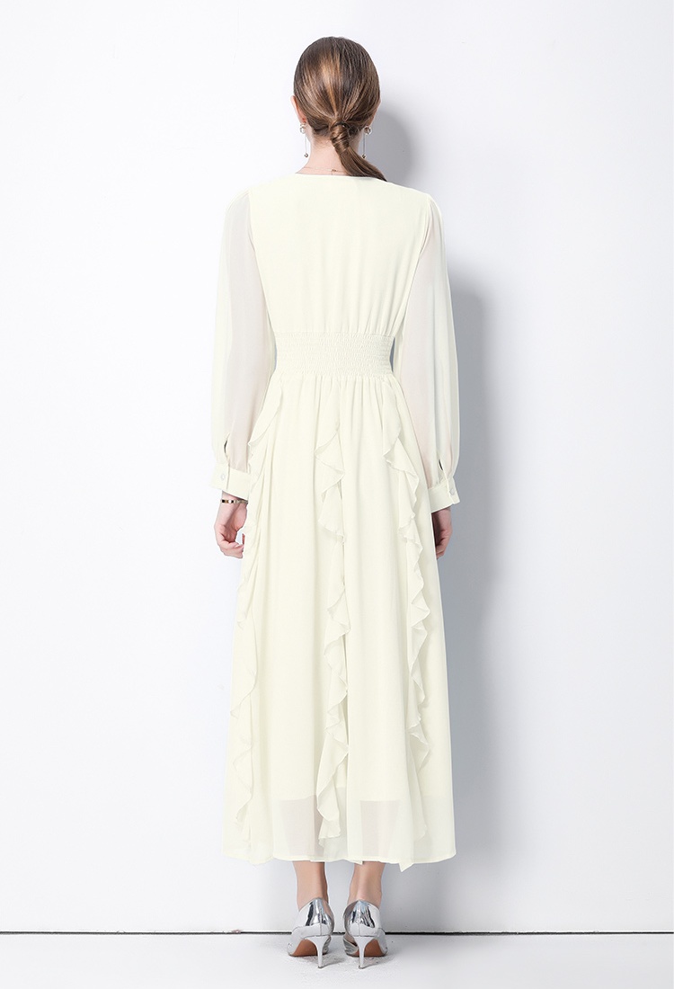 Elegant light luxury France style pure dress