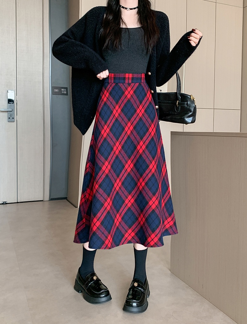 Large yard thick long skirt plaid skirt for women