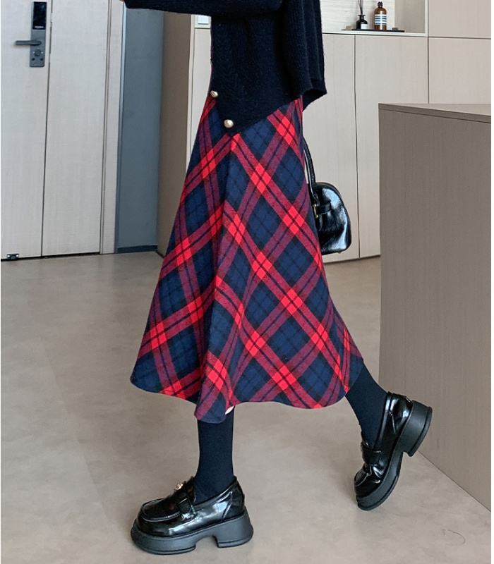 Large yard thick long skirt plaid skirt for women