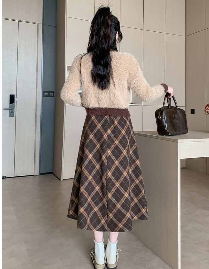 Large yard thick long skirt plaid skirt for women