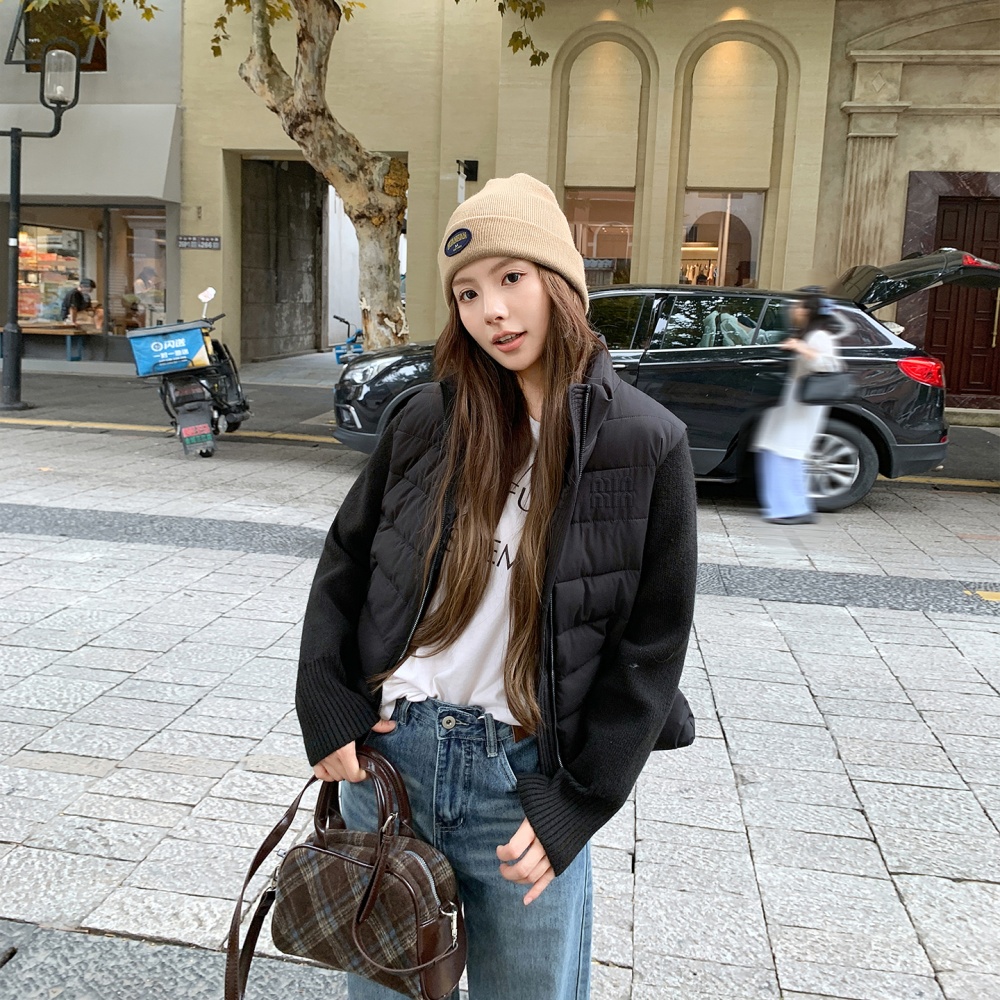 Short knitted coat autumn and winter temperament down coat