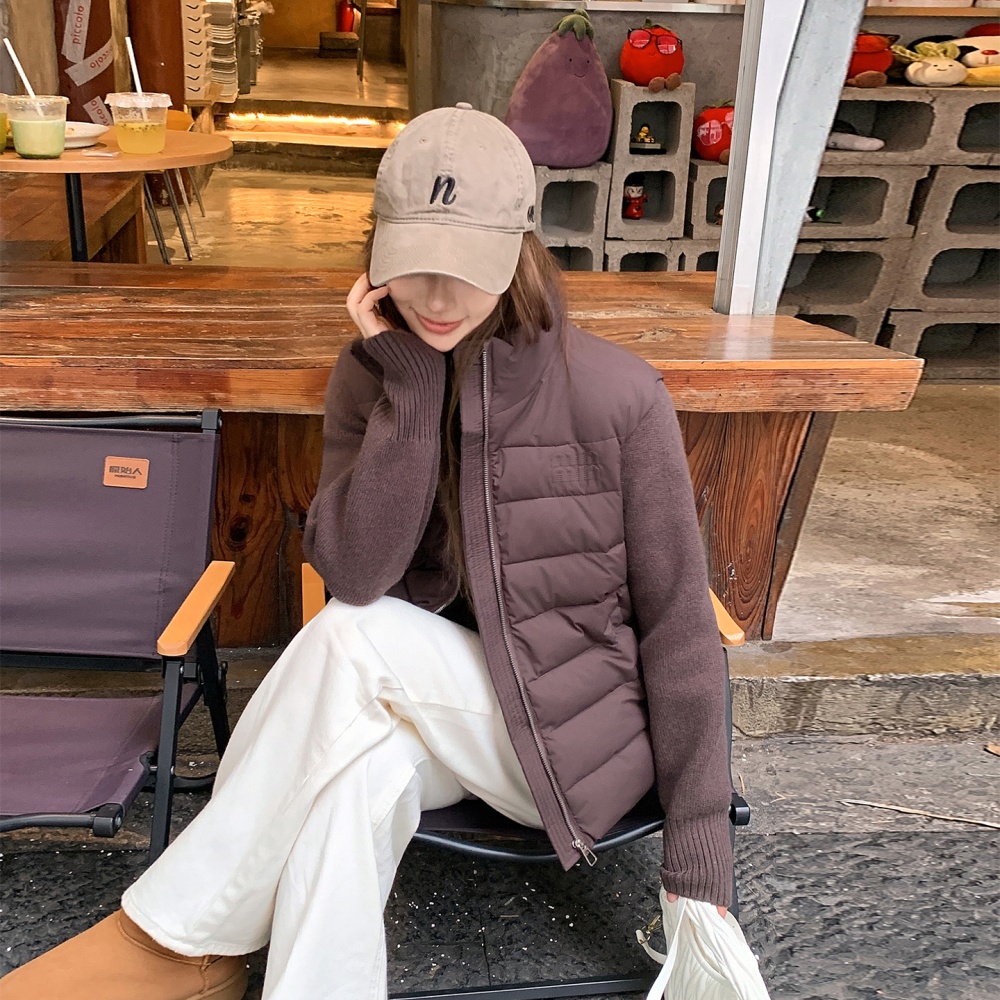 Short knitted coat autumn and winter temperament down coat