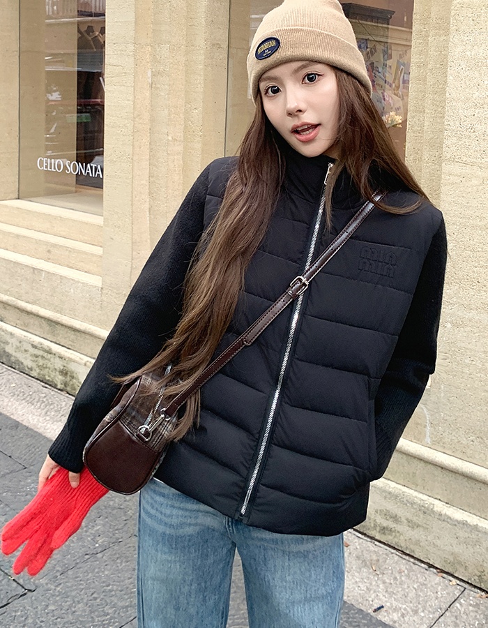 Short knitted coat autumn and winter temperament down coat