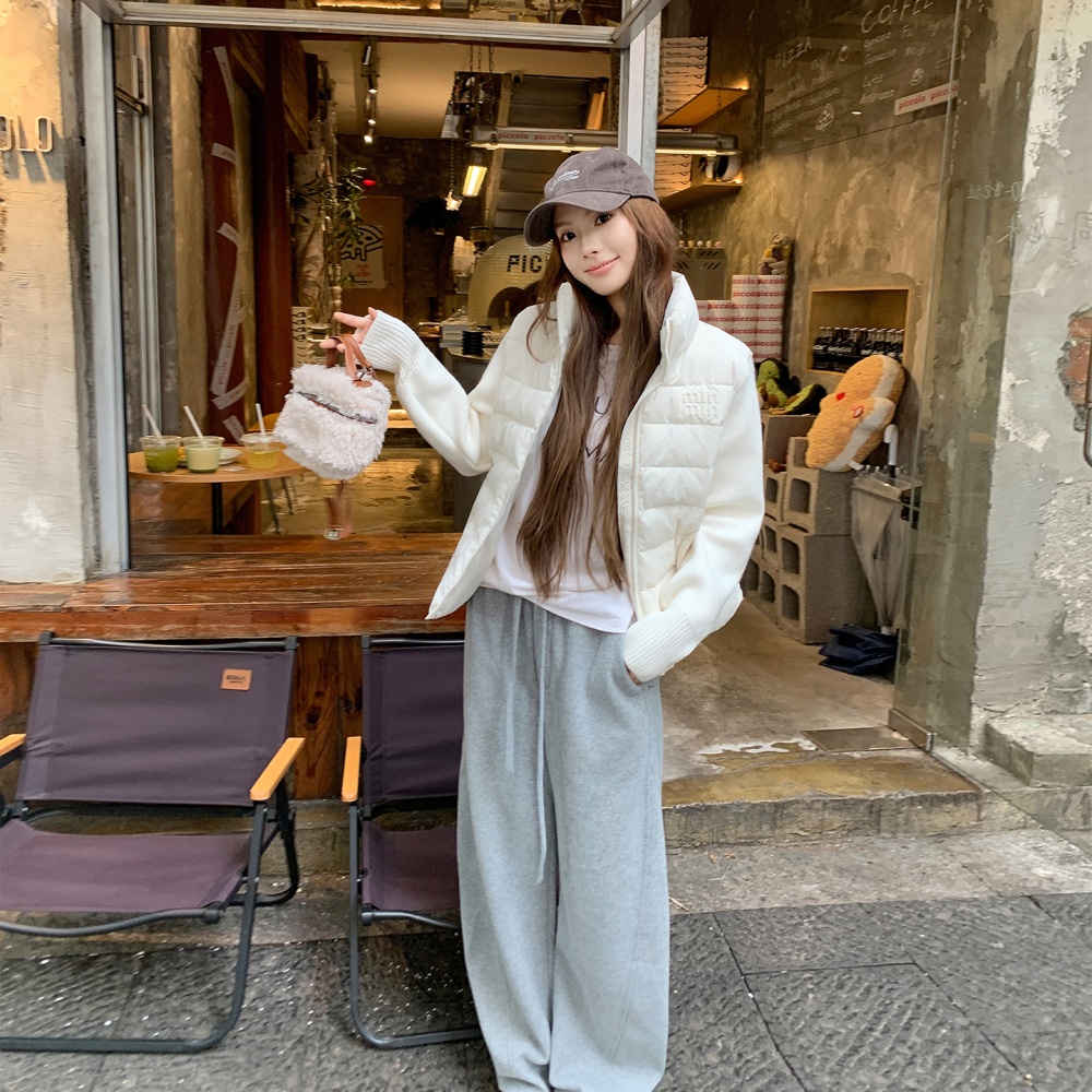 Short knitted coat autumn and winter temperament down coat