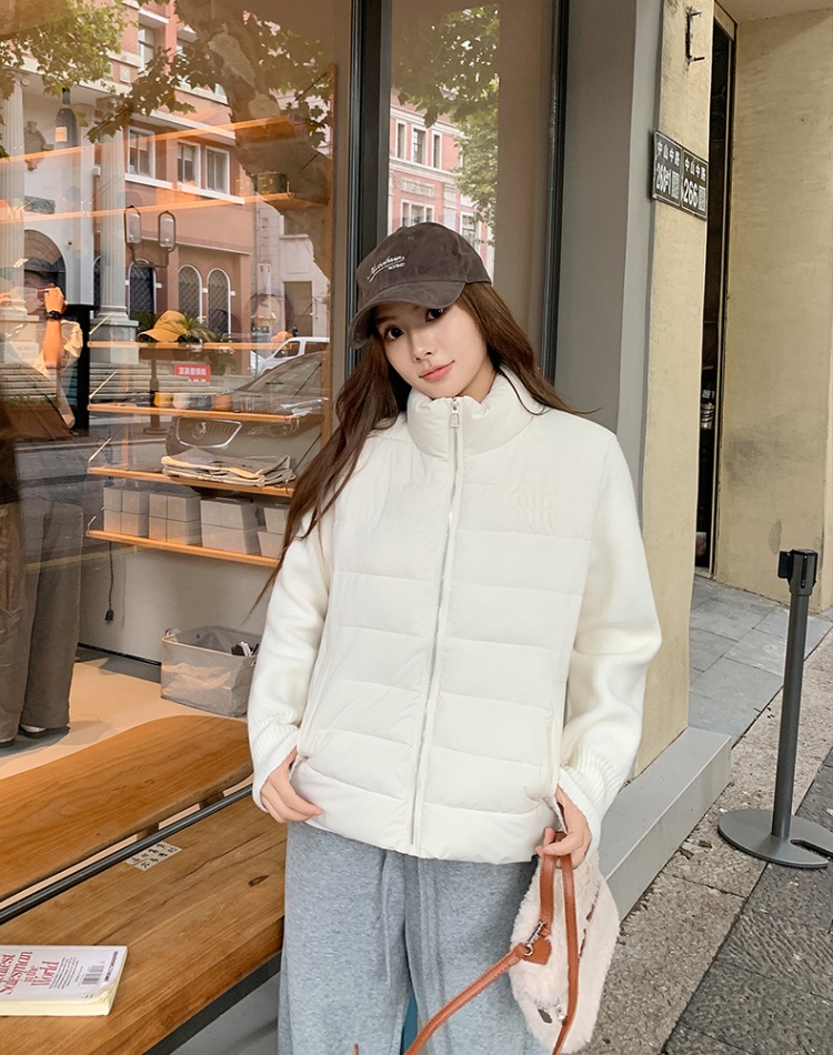 Short knitted coat autumn and winter temperament down coat