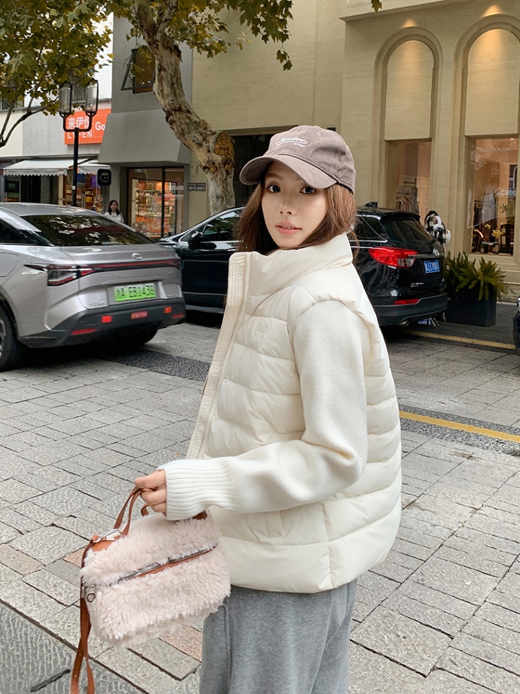 Short knitted coat autumn and winter temperament down coat