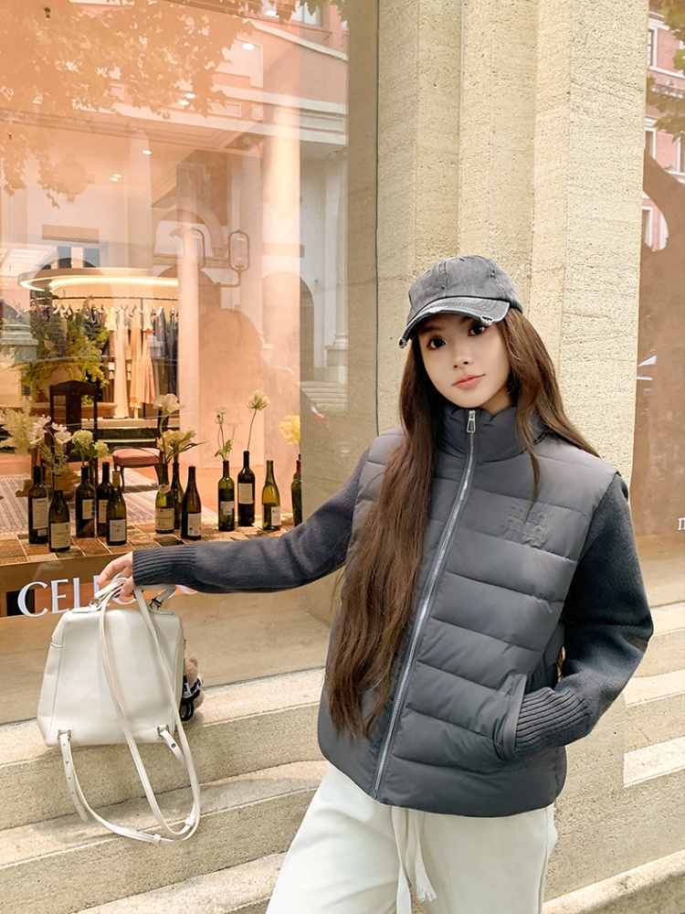 Short knitted coat autumn and winter temperament down coat