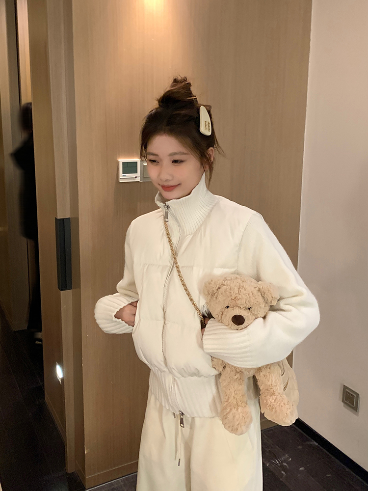 Short splice thermal sweater niche France style coat