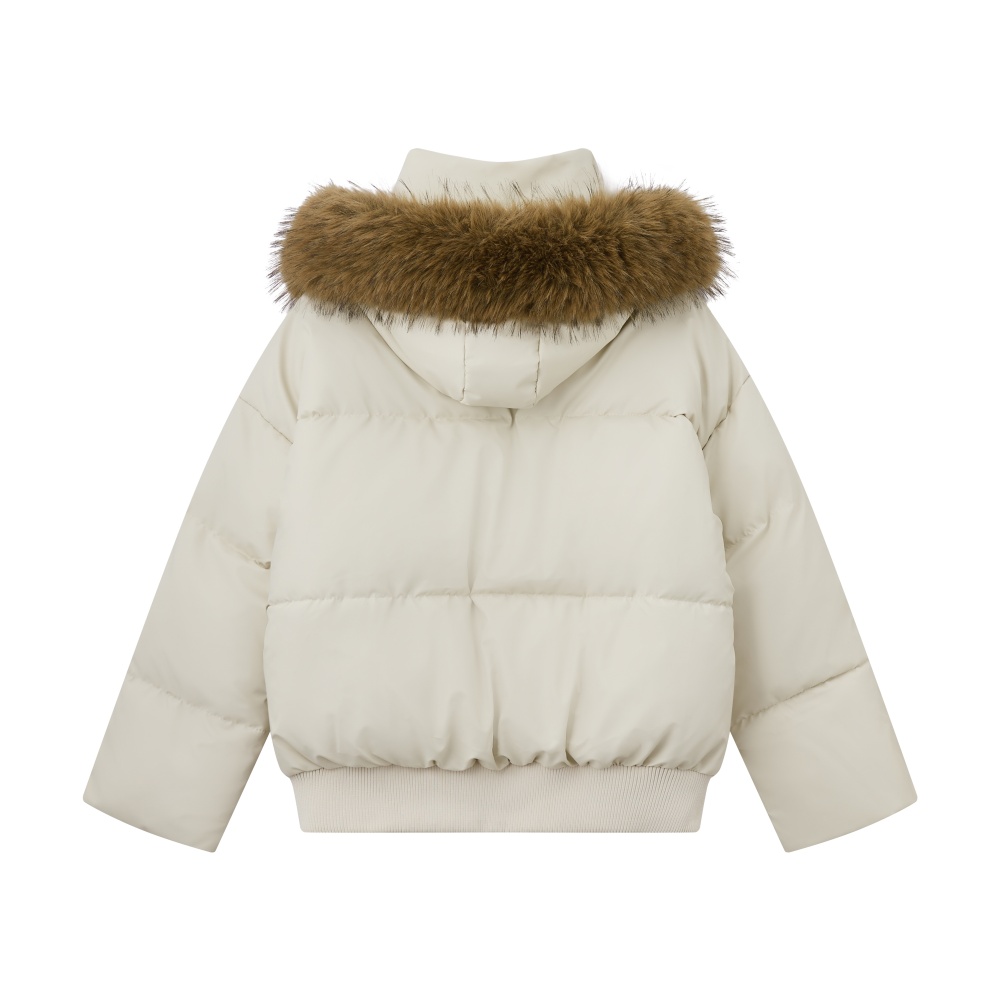 Down thick hat embroidery PU cotton coat for women