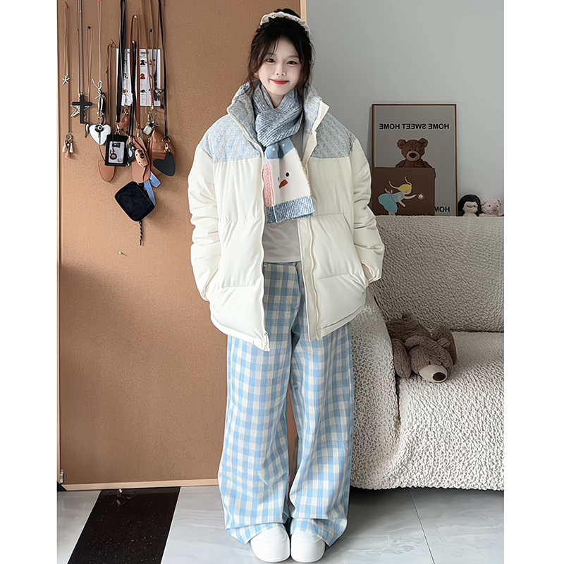 Couples winter cotton coat splice bread clothing