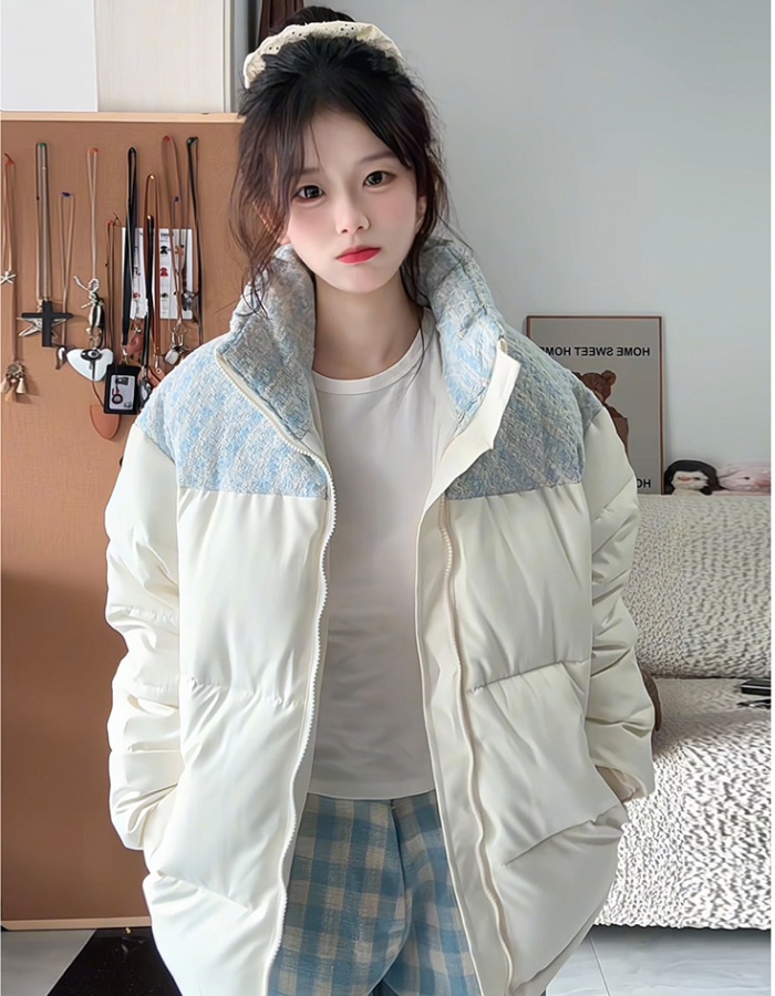 Couples winter cotton coat splice bread clothing