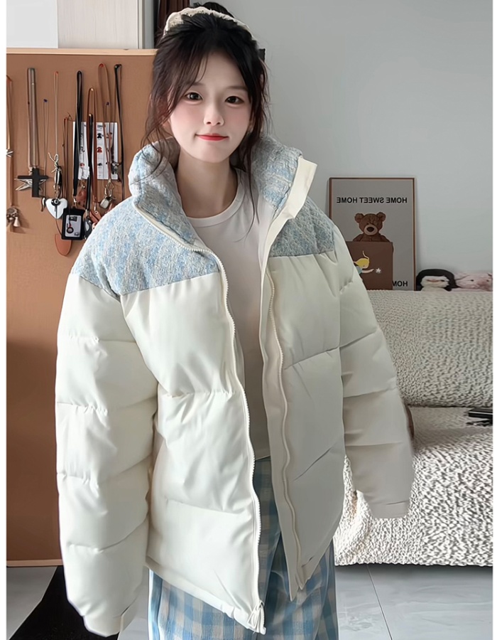 Couples winter cotton coat splice bread clothing