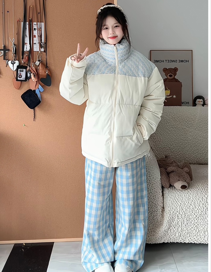 Couples winter cotton coat splice bread clothing