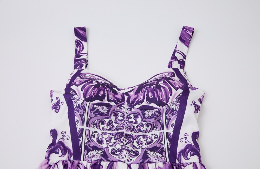 A-line slim pinched waist sling fashion dress