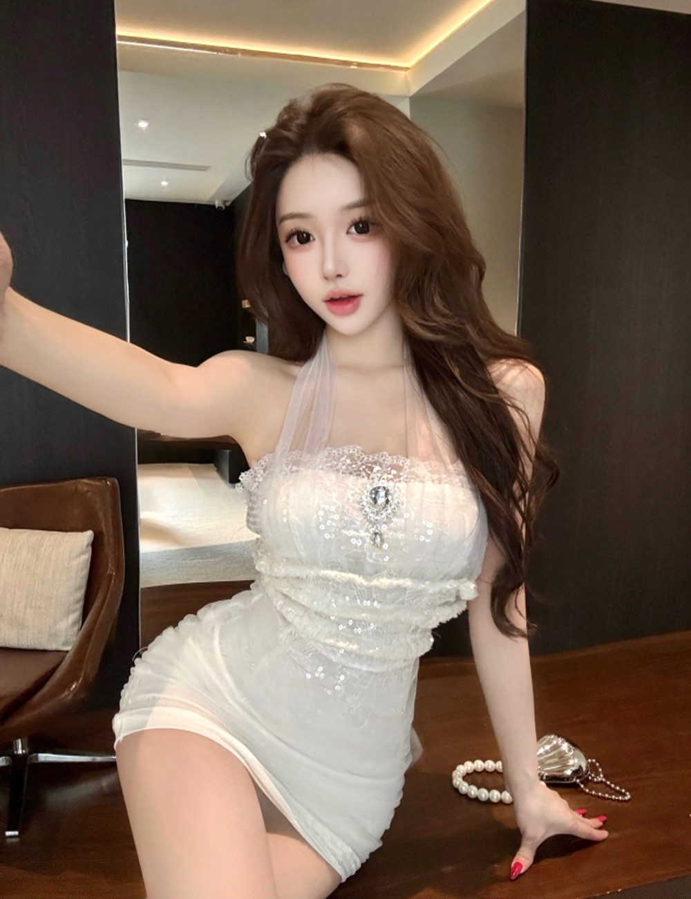 France style halter slim gauze spicegirl dress