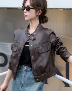 Cstand collar short tops locomotive jacket for women