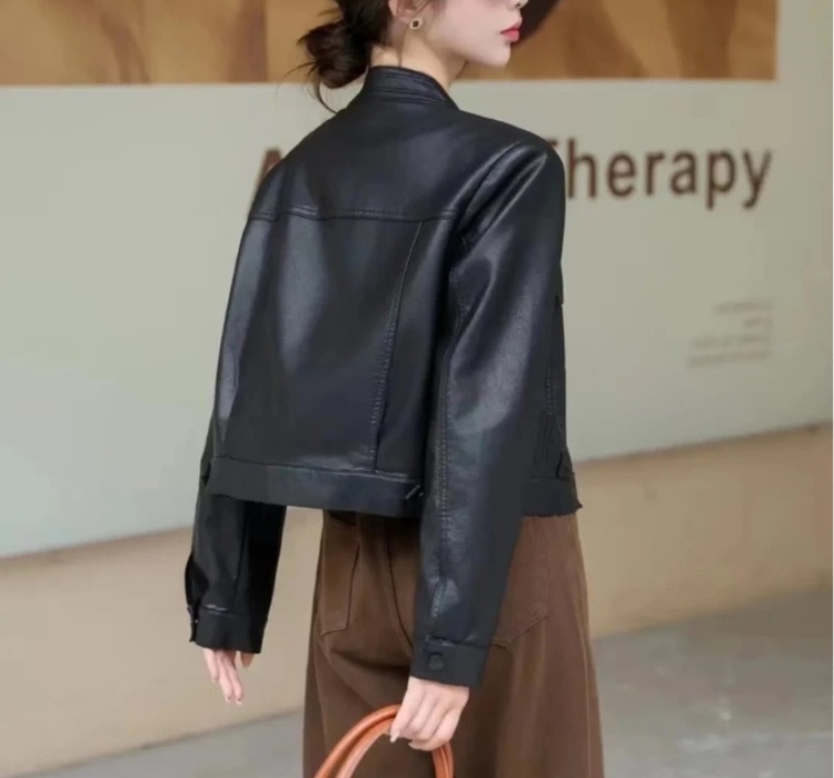 Cstand collar short tops locomotive jacket for women