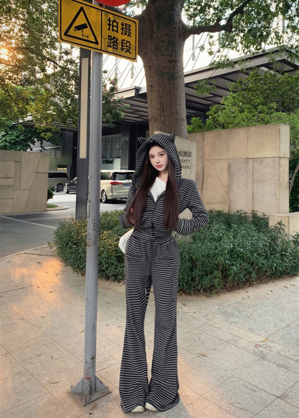 Lazy autumn and winter hoodie 2pcs set for women