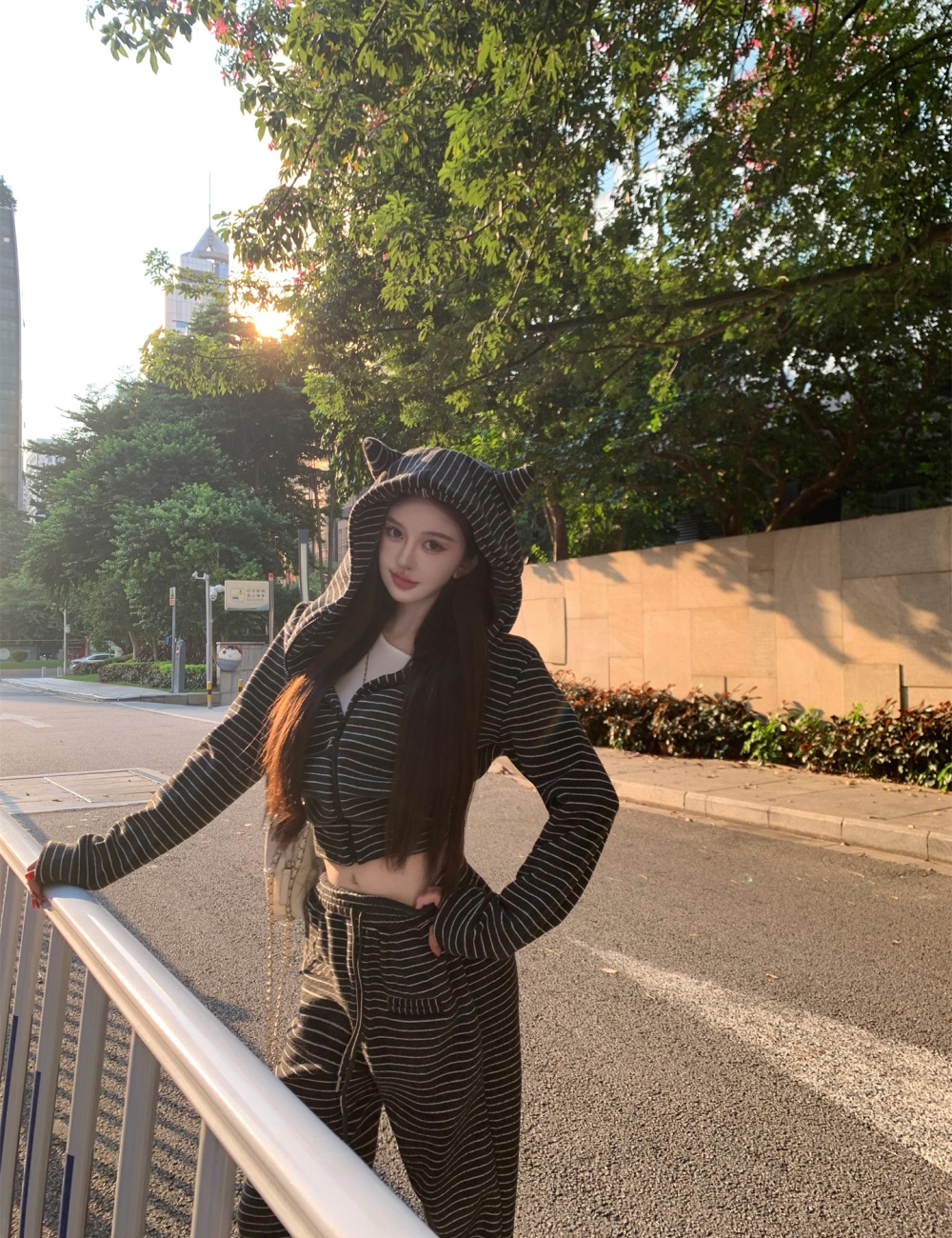 Lazy autumn and winter hoodie 2pcs set for women