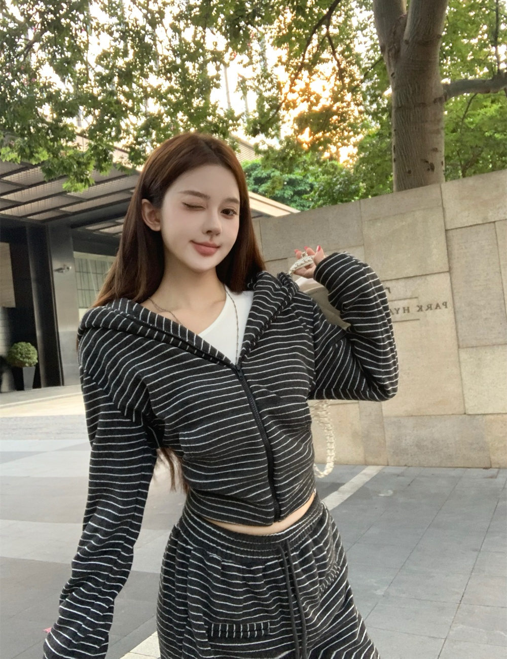 Lazy autumn and winter hoodie 2pcs set for women