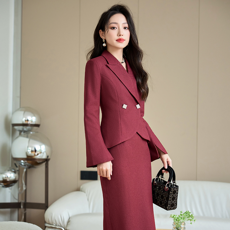 All-match autumn coat profession skirt 2pcs set