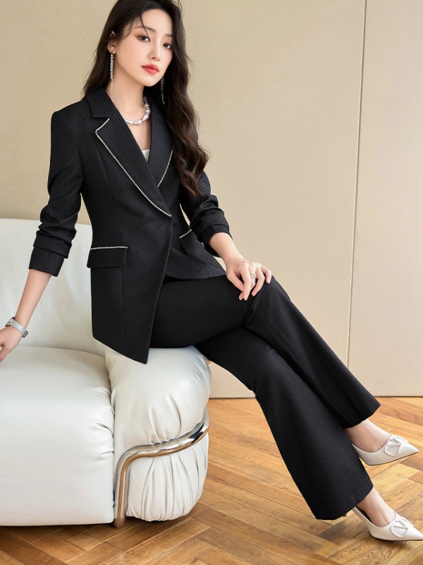 Commuting profession coat slim suit pants 2pcs set for women