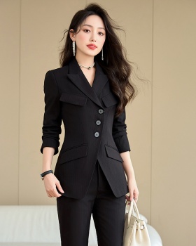 Slim temperament coat all-match business suit 2pcs set for women