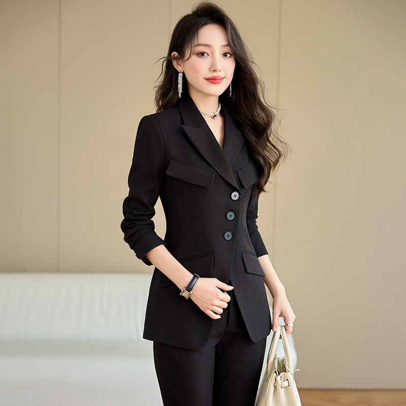 Slim temperament coat all-match business suit 2pcs set for women