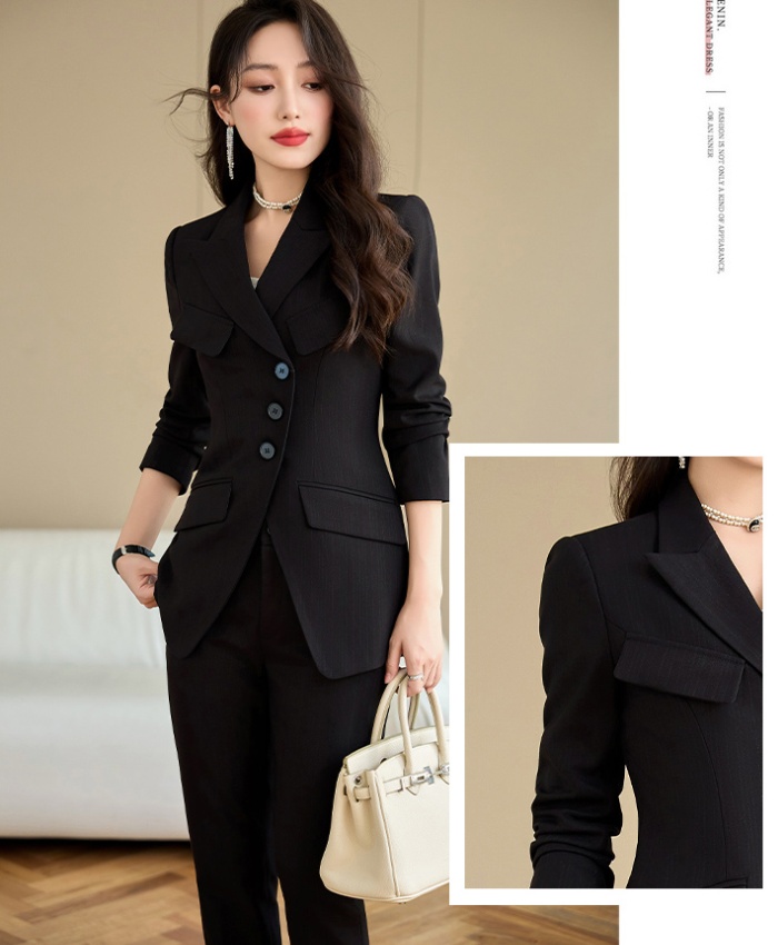 Slim temperament coat all-match business suit 2pcs set for women