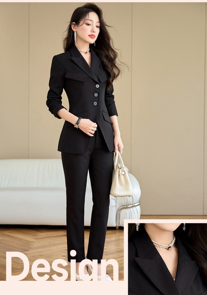 Slim temperament coat all-match business suit 2pcs set for women
