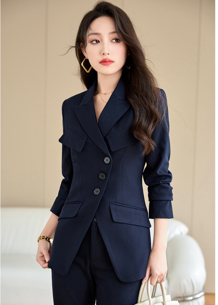 Slim temperament coat all-match business suit 2pcs set for women