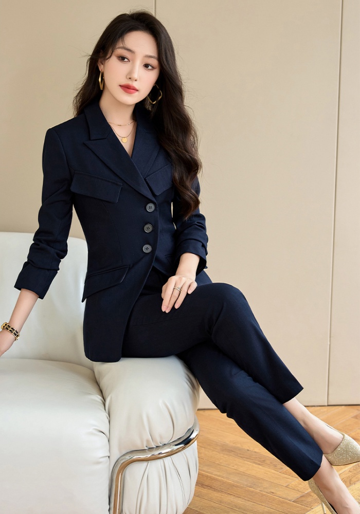 Slim temperament coat all-match business suit 2pcs set for women