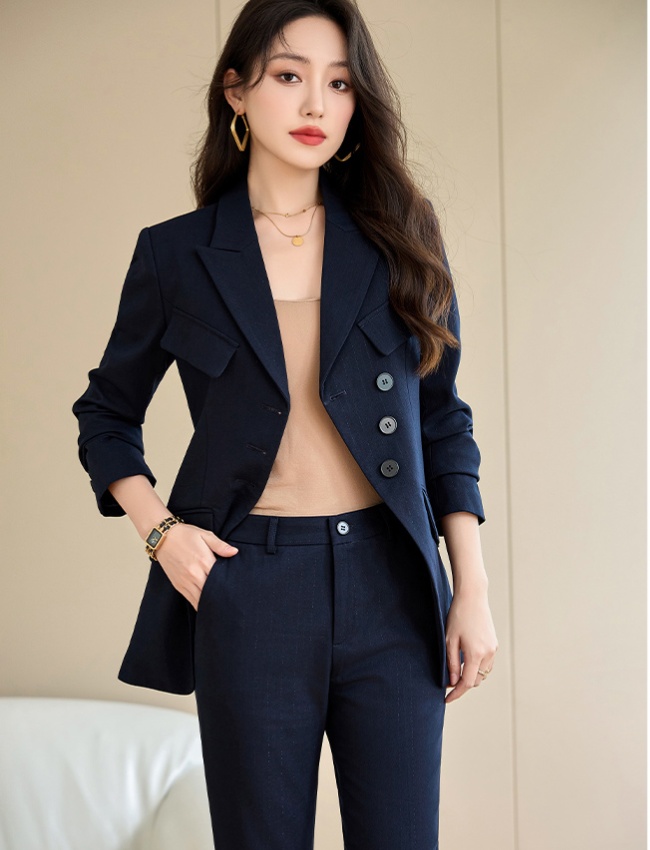 Slim temperament coat all-match business suit 2pcs set for women