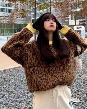 Small leopard knitted mixed colors sweater