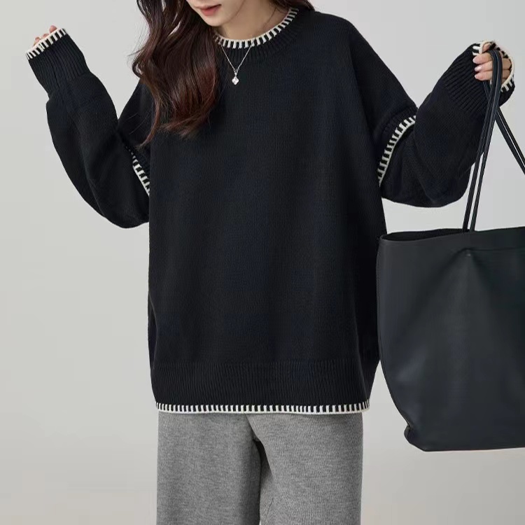 Bottoming knitted tops lazy sweater for women